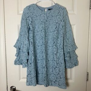 ! Sugar + Lips Blue Lace Long Sleeve Mini Dress Women Size‎ XS